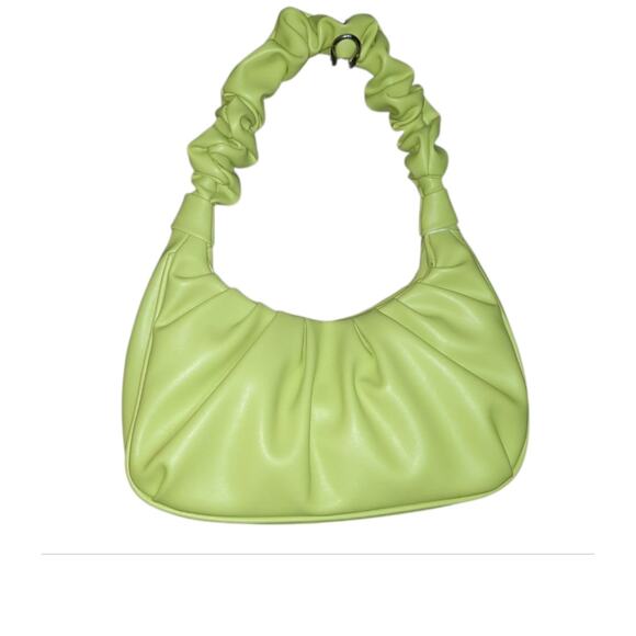Isabelle Womens Vegan Lime Green Short Handle Ruched Hobo Bag NWT - Picture 2 of 5